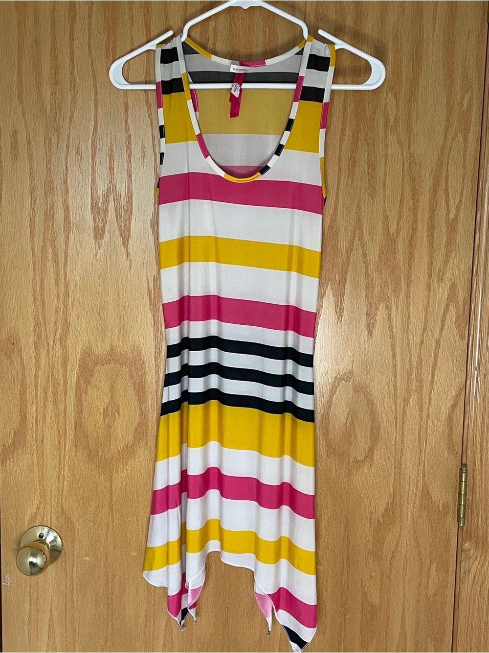 Cynthia Rowley Striped Swim Coverup Dress in Pink, Yellow, Black & White